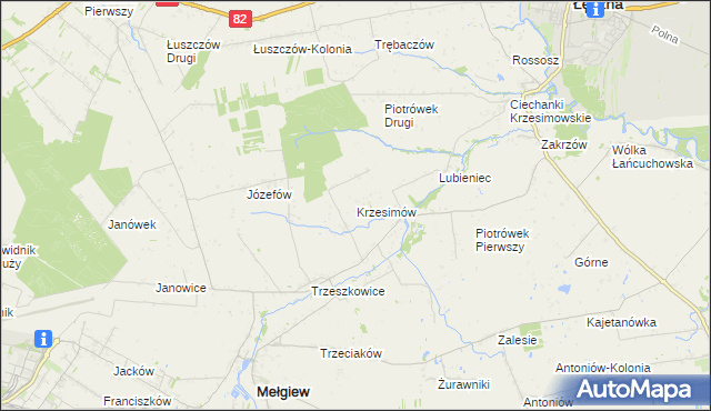 mapa Krzesimów, Krzesimów na mapie Targeo