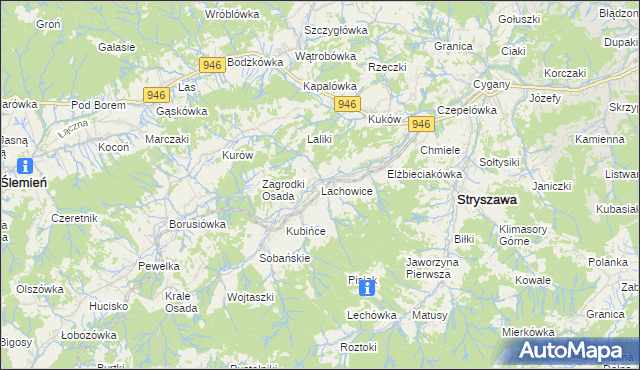 mapa Lachowice, Lachowice na mapie Targeo