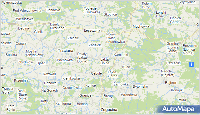 mapa Łąkta Dolna, Łąkta Dolna na mapie Targeo