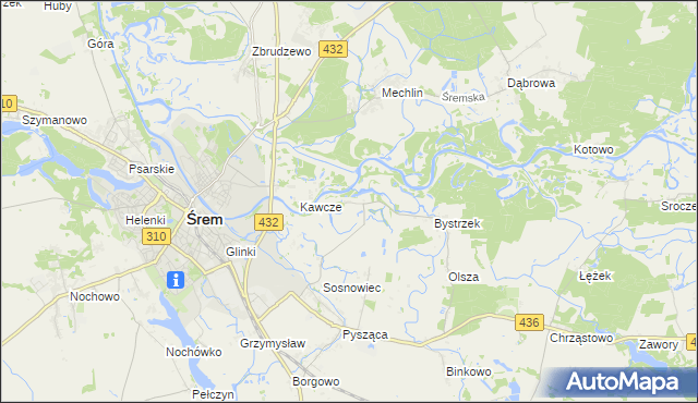 mapa Łęg gmina Śrem, Łęg gmina Śrem na mapie Targeo