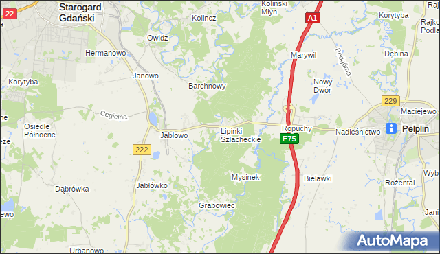 mapa Lipinki Szlacheckie, Lipinki Szlacheckie na mapie Targeo