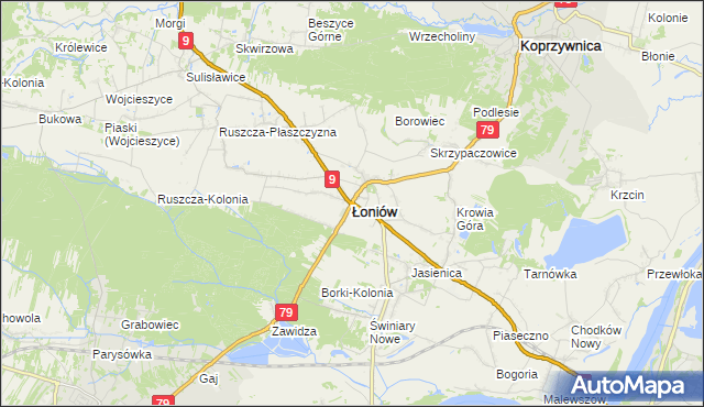 mapa Łoniów, Łoniów na mapie Targeo