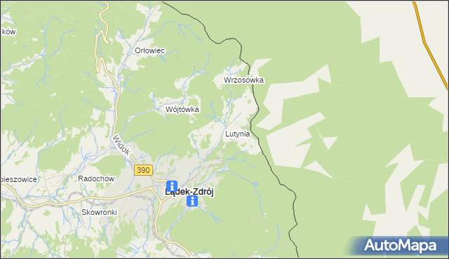 mapa Lutynia gmina Lądek-Zdrój, Lutynia gmina Lądek-Zdrój na mapie Targeo