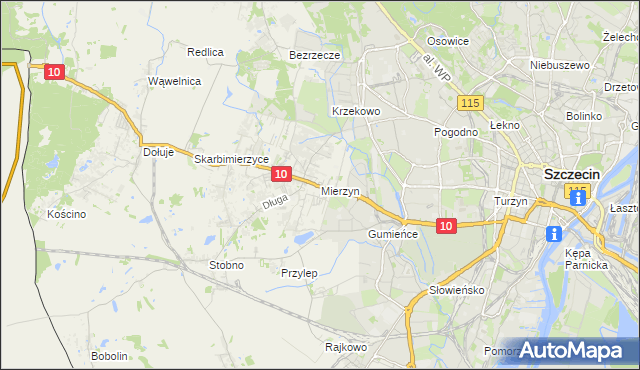 mapa Mierzyn gmina Dobra (Szczecińska), Mierzyn gmina Dobra (Szczecińska) na mapie Targeo