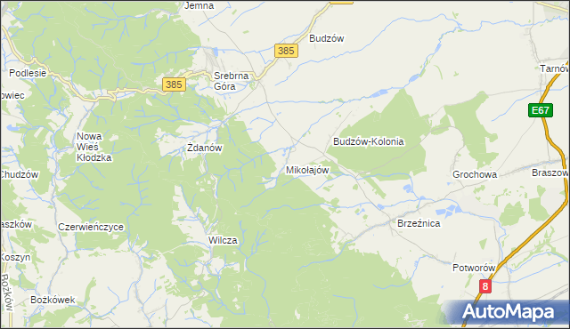 mapa Mikołajów gmina Stoszowice, Mikołajów gmina Stoszowice na mapie Targeo