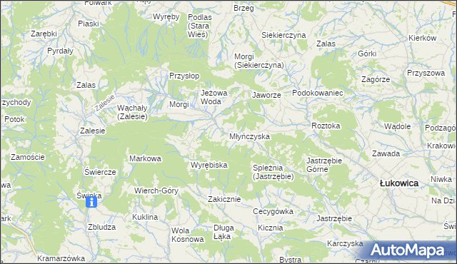 mapa Młyńczyska, Młyńczyska na mapie Targeo