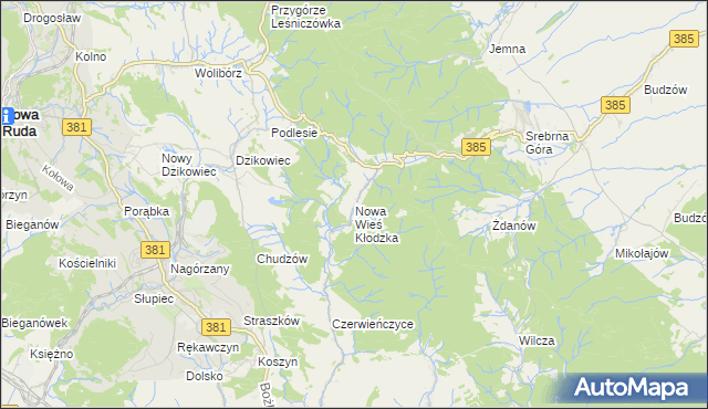 mapa Nowa Wieś Kłodzka, Nowa Wieś Kłodzka na mapie Targeo