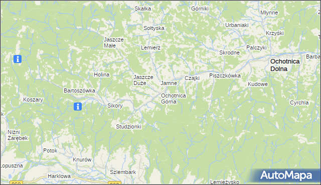 mapa Ochotnica Górna, Ochotnica Górna na mapie Targeo
