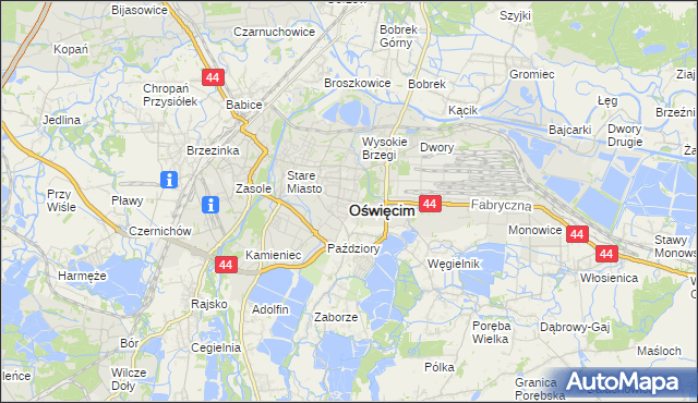 mapa Oświęcimia, Oświęcim na mapie Targeo