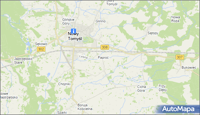 mapa Paproć, Paproć na mapie Targeo