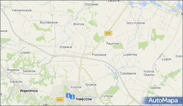 mapa Piotrowice gmina Nałęczów, Piotrowice gmina Nałęczów na mapie Targeo