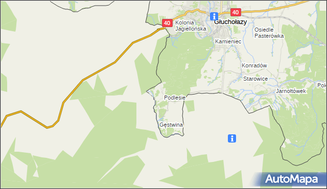 mapa Podlesie gmina Głuchołazy, Podlesie gmina Głuchołazy na mapie Targeo