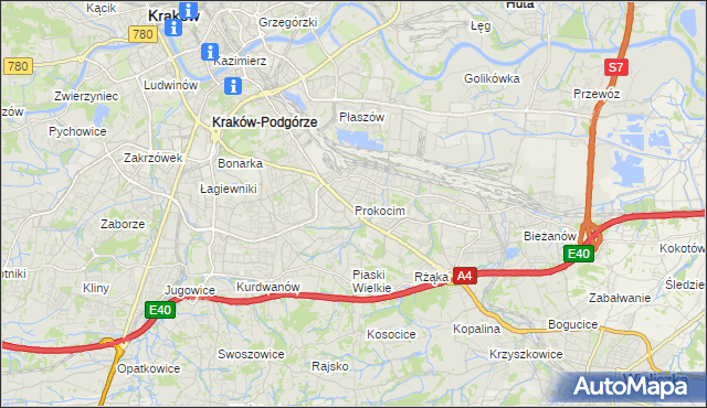 mapa Prokocim, Prokocim na mapie Targeo
