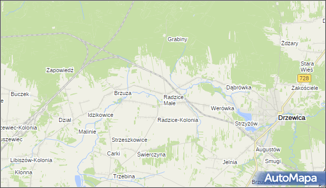 mapa Radzice Małe, Radzice Małe na mapie Targeo