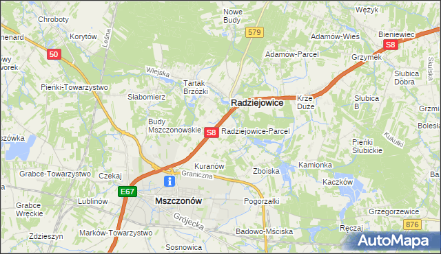 mapa Radziejowice-Parcel, Radziejowice-Parcel na mapie Targeo