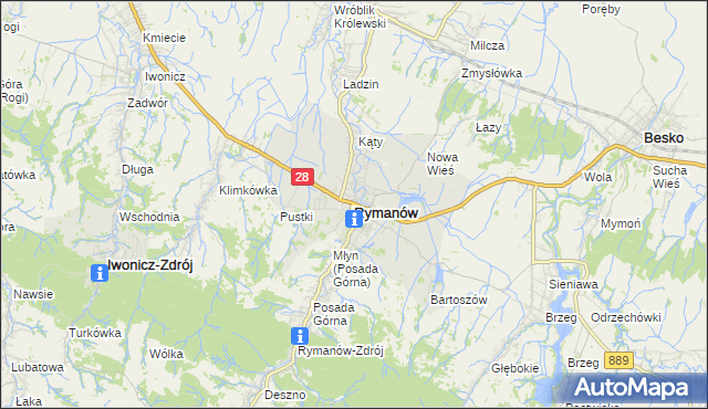 mapa Rymanów, Rymanów na mapie Targeo