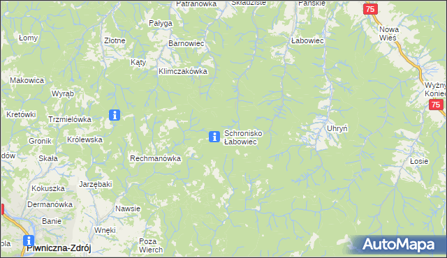 mapa Schronisko Łabowiec, Schronisko Łabowiec na mapie Targeo