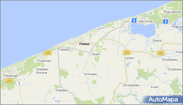 mapa Śliwin, Śliwin na mapie Targeo