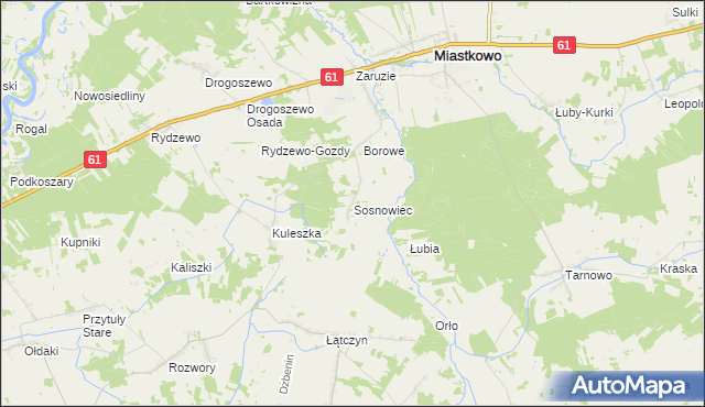 mapa Sosnowiec gmina Miastkowo, Sosnowiec gmina Miastkowo na mapie Targeo