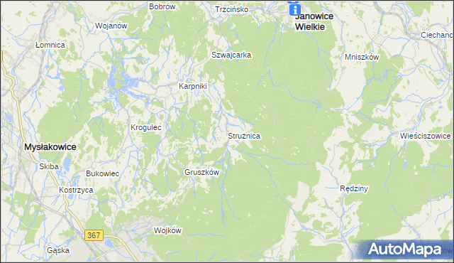 mapa Strużnica, Strużnica na mapie Targeo