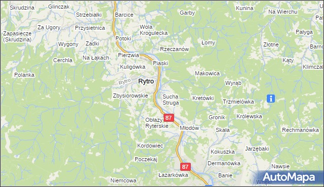 mapa Sucha Struga, Sucha Struga na mapie Targeo