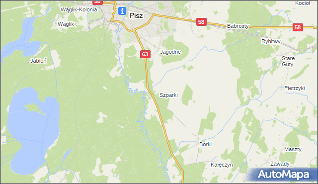 mapa Szparki, Szparki na mapie Targeo