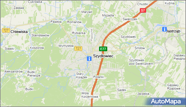 mapa Szydłowiec, Szydłowiec na mapie Targeo