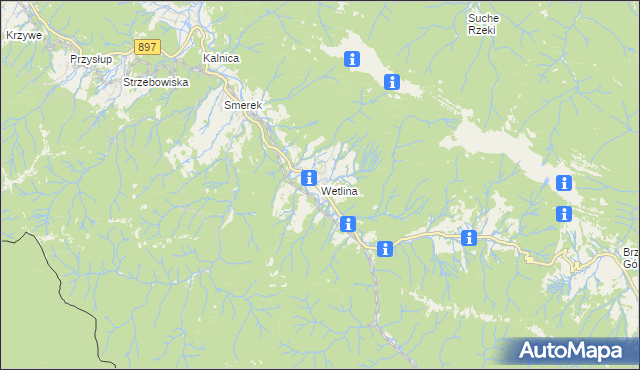 mapa Wetlina, Wetlina na mapie Targeo