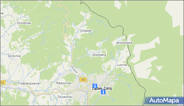 mapa Wójtówka gmina Lądek-Zdrój, Wójtówka gmina Lądek-Zdrój na mapie Targeo