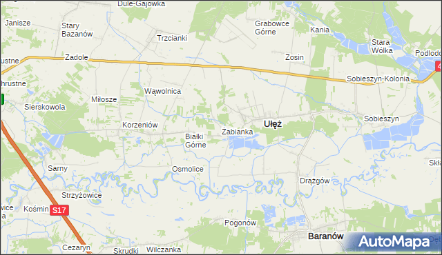 mapa Żabianka gmina Ułęż, Żabianka gmina Ułęż na mapie Targeo