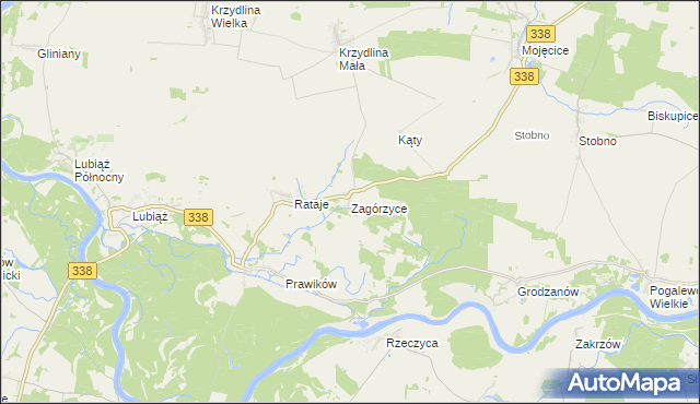 mapa Zagórzyce gmina Wołów, Zagórzyce gmina Wołów na mapie Targeo