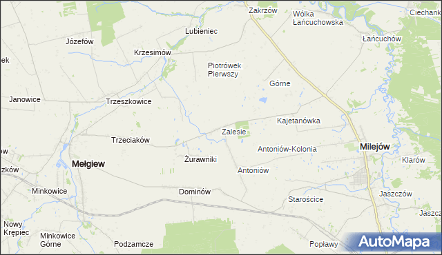 mapa Zalesie gmina Milejów, Zalesie gmina Milejów na mapie Targeo