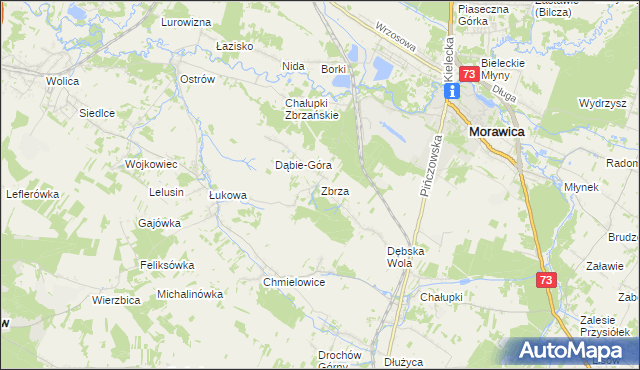 mapa Zbrza gmina Morawica, Zbrza gmina Morawica na mapie Targeo