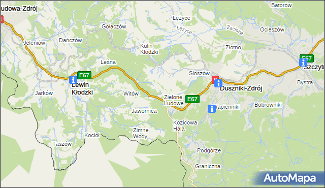 mapa Zielone Ludowe, Zielone Ludowe na mapie Targeo
