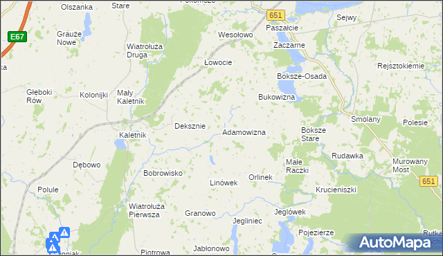 mapa Adamowizna gmina Szypliszki, Adamowizna gmina Szypliszki na mapie Targeo
