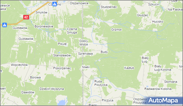 mapa Adelinów gmina Fałków, Adelinów gmina Fałków na mapie Targeo
