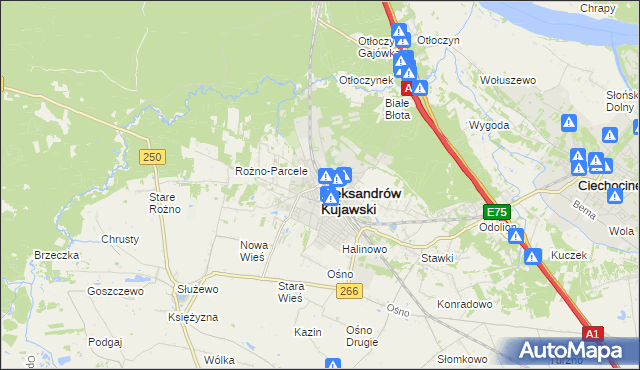 mapa Aleksandrów Kujawski, Aleksandrów Kujawski na mapie Targeo