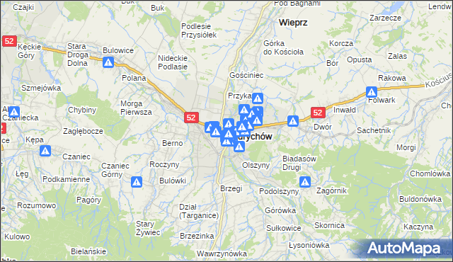 mapa Andrychów, Andrychów na mapie Targeo