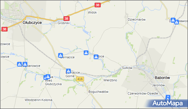 mapa Babice gmina Baborów, Babice gmina Baborów na mapie Targeo