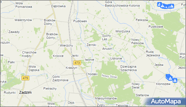 mapa Babiniec gmina Zadzim, Babiniec gmina Zadzim na mapie Targeo