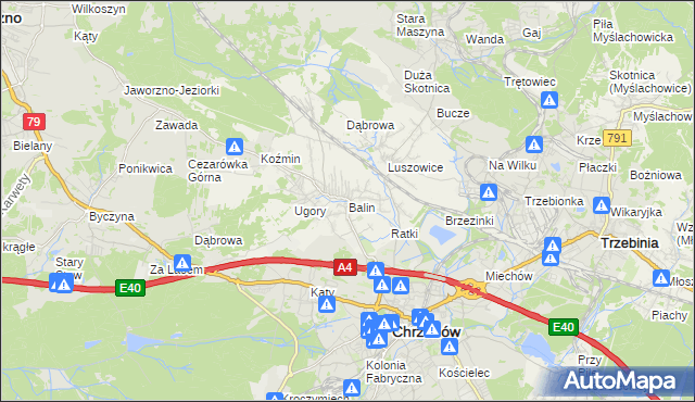 mapa Balin gmina Chrzanów, Balin gmina Chrzanów na mapie Targeo