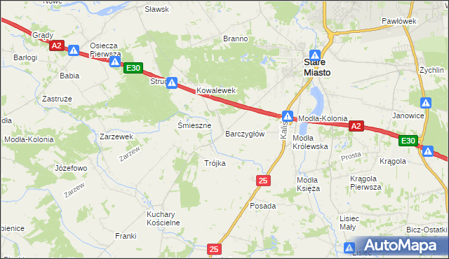 mapa Barczygłów, Barczygłów na mapie Targeo