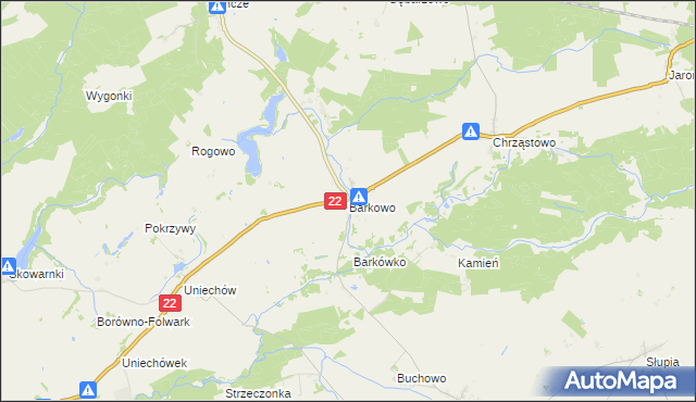 mapa Barkowo gmina Człuchów, Barkowo gmina Człuchów na mapie Targeo