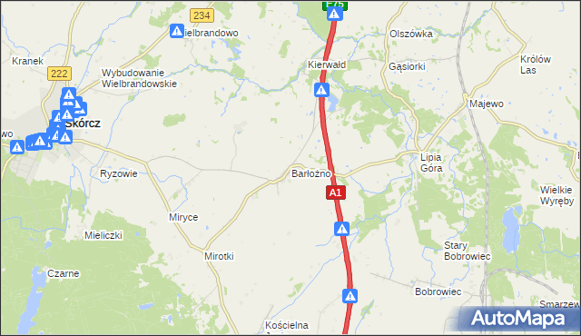 mapa Barłożno, Barłożno na mapie Targeo