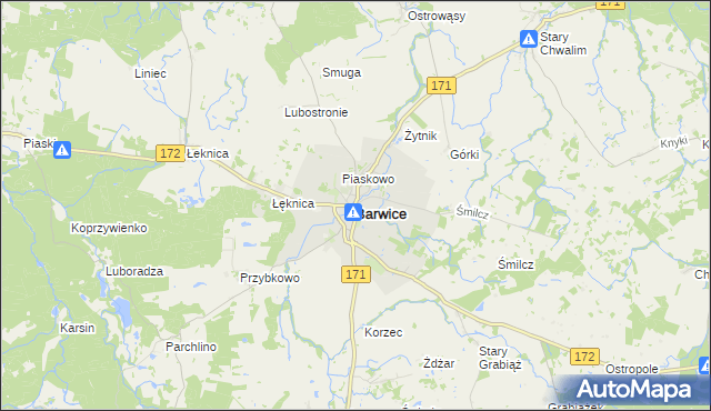 mapa Barwice, Barwice na mapie Targeo