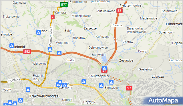 mapa Batowice, Batowice na mapie Targeo