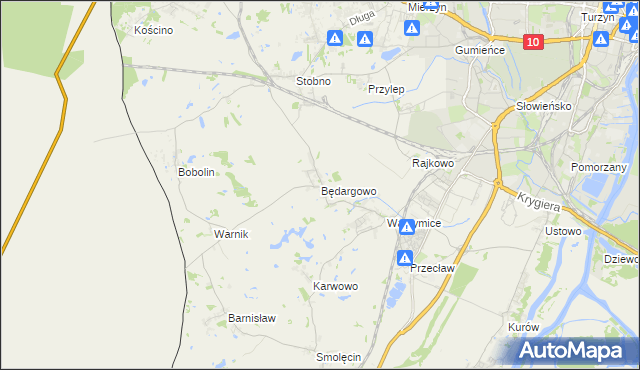 mapa Będargowo gmina Kołbaskowo, Będargowo gmina Kołbaskowo na mapie Targeo
