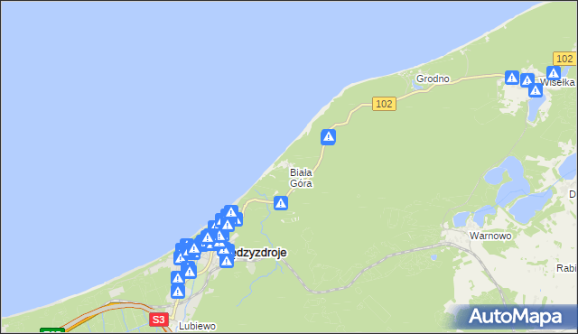 mapa Biała Góra gmina Międzyzdroje, Biała Góra gmina Międzyzdroje na mapie Targeo