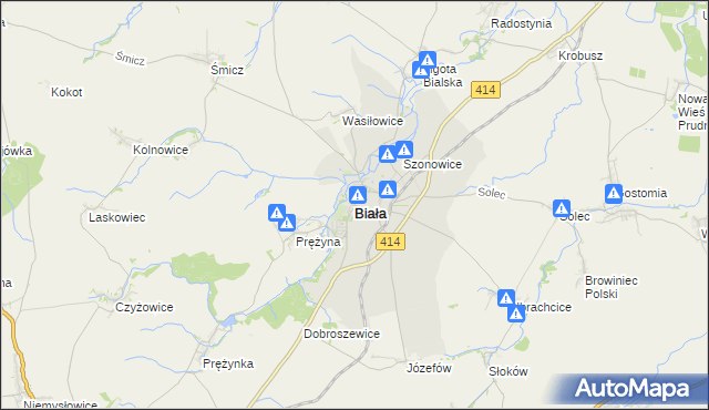 mapa Biała powiat prudnicki, Biała powiat prudnicki na mapie Targeo