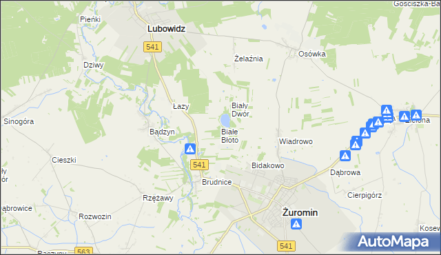 mapa Białe Błoto gmina Żuromin, Białe Błoto gmina Żuromin na mapie Targeo